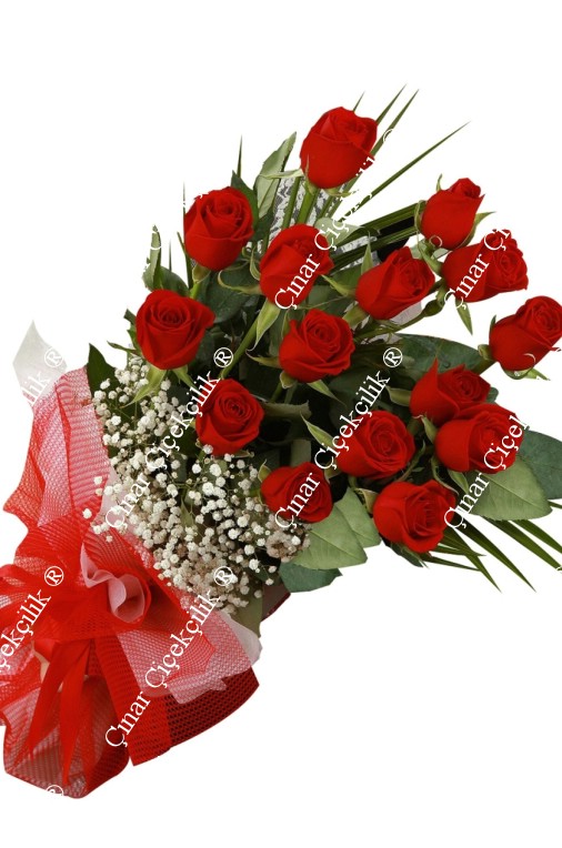 'Aynı Gün Hızlı Teslimat'''' 15 Kırmızı Gül Buketi