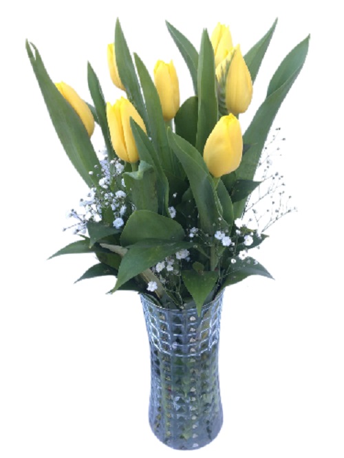 Vazoda 7 Sarı Lale, dostluğu ve neşeyi yansıtan zarif bir çiçek aranjmanıdır.