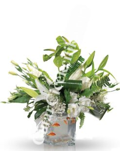 Beyaz Balıklı Çiçek Aranjmanı