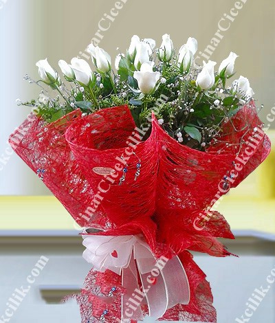 Beyaz Büyü Beyaz Gül Buketi C-BUK126