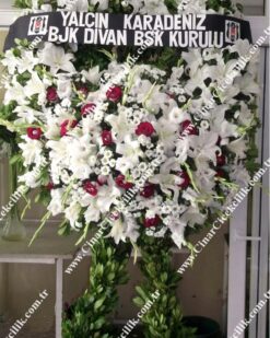 Beyaz Lilyum Pembe Gül Cenaze Merasim Çelenği