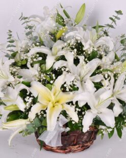 Sade Beyaz Çiçek Sepeti Lilyum C-AR129