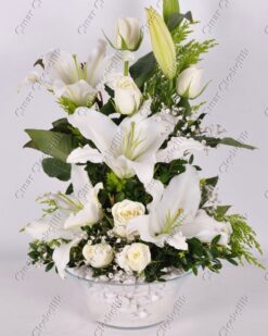 Mutluluğun Tarifi Beyaz Gül ve Lilyum C-AR156