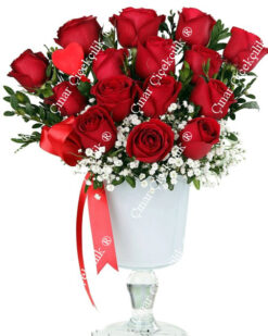 Aşkın Kadehi 15 Kırmızı Gül C-CAM120