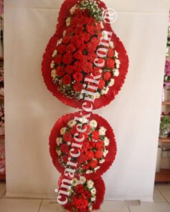 3 Katlı Kırmızı Beyaz Düğün Açılış Nikah Çiçekleri