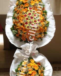 Düğün Açılış Nikah Çelenk Çiçekleri Turuncu Beyaz