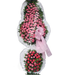 Düğün, Nişan & Açılış Çelenk Çift Katlı Pembe Karanfil Ayaklı Sepet