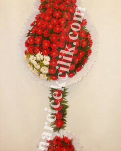 Çift Katlı Kırmızı Beyaz Düğün Nişan Açılış Çiçekleri