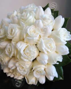 Beyaz Gül Lale Gelin Buketi