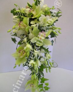 Gelin Buketi Yeşil Orkide Sarkmalı