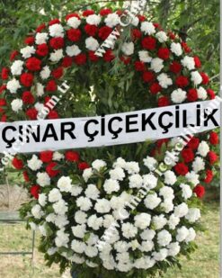 Kırmızı Beyaz Karanfil Cenaze Çelenği