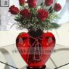Kalp Vazoda 7 Adet Kırmızı Gül KALP110