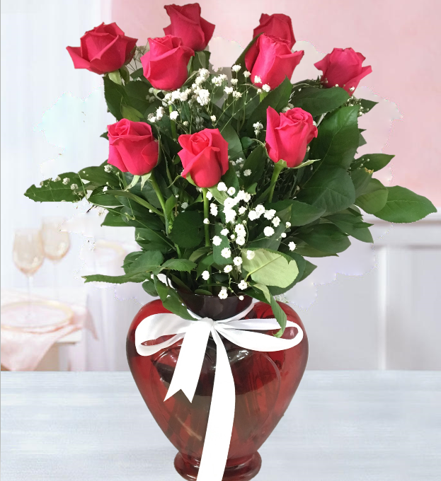 Gülümseten Sevgiliye, 9 Adet Pembe Gül - C-KLP127