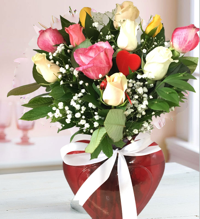 Mutluluğun Renkleri, Kalp Vazoda Renkli Güller