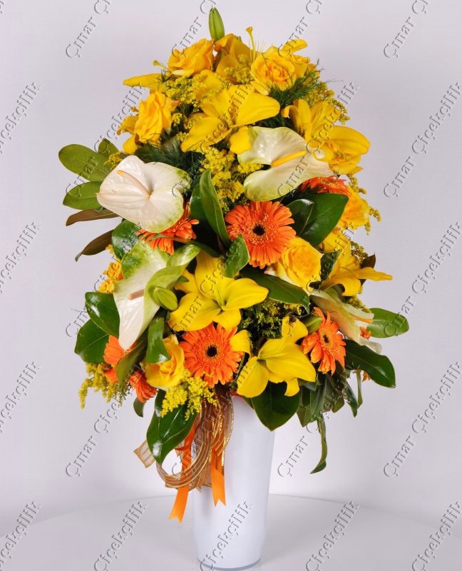 Düş Perisi Sarı Gül Lilyum Gerbera C-AR145