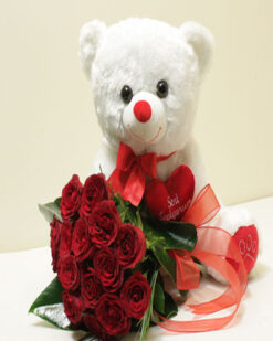 Beyaz Pelüş Ayı 15 Gül C-OY131