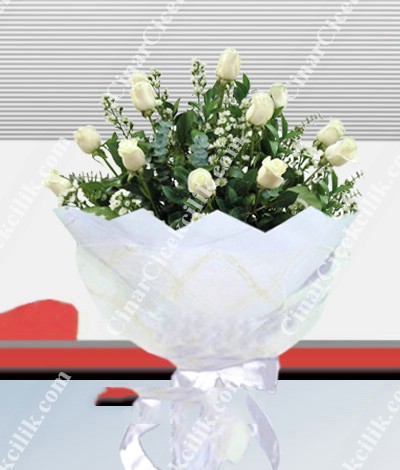 Görkemli Beyaz Gül Buketi C-BUK127