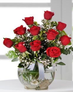 9 Adet Kırmızı Gül