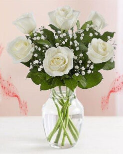 5 Adet Vazo İçinde Bayaz Gül