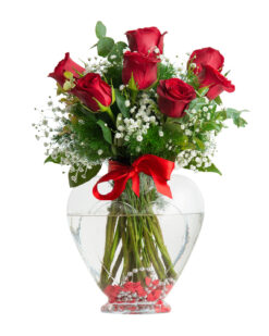 7 Kırmzı Gül Çiçek Sepeti Gönder C-KLP124