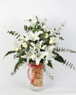 Kalp Işıltısı Beyaz Gül Lilyum C-AR137