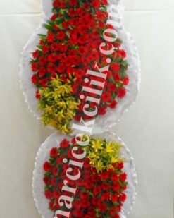 Sarı Kırmızı Çift Katlı Düğün Nişan Açılış Çelenkleri