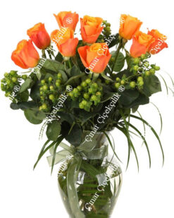 Birinci Sınıf 9 Adet Turuncu Gül C-CAM125