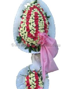 Çift Katlı Pembe Beyaz Düğün Nişan Açılış Çiçekleri