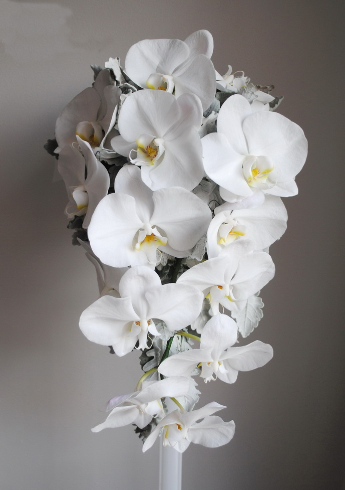 Beyaz Orkide Gelin Buketi - Görsel 2