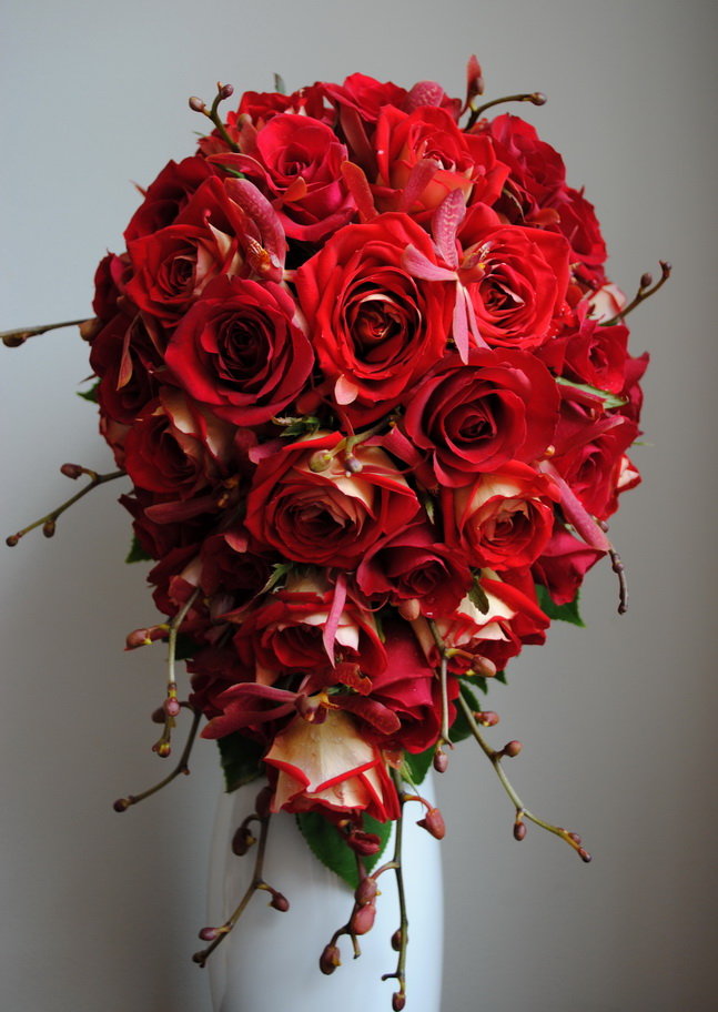 Kırmızı Gül Gelin Buketleri Sakmalı - Görsel 2