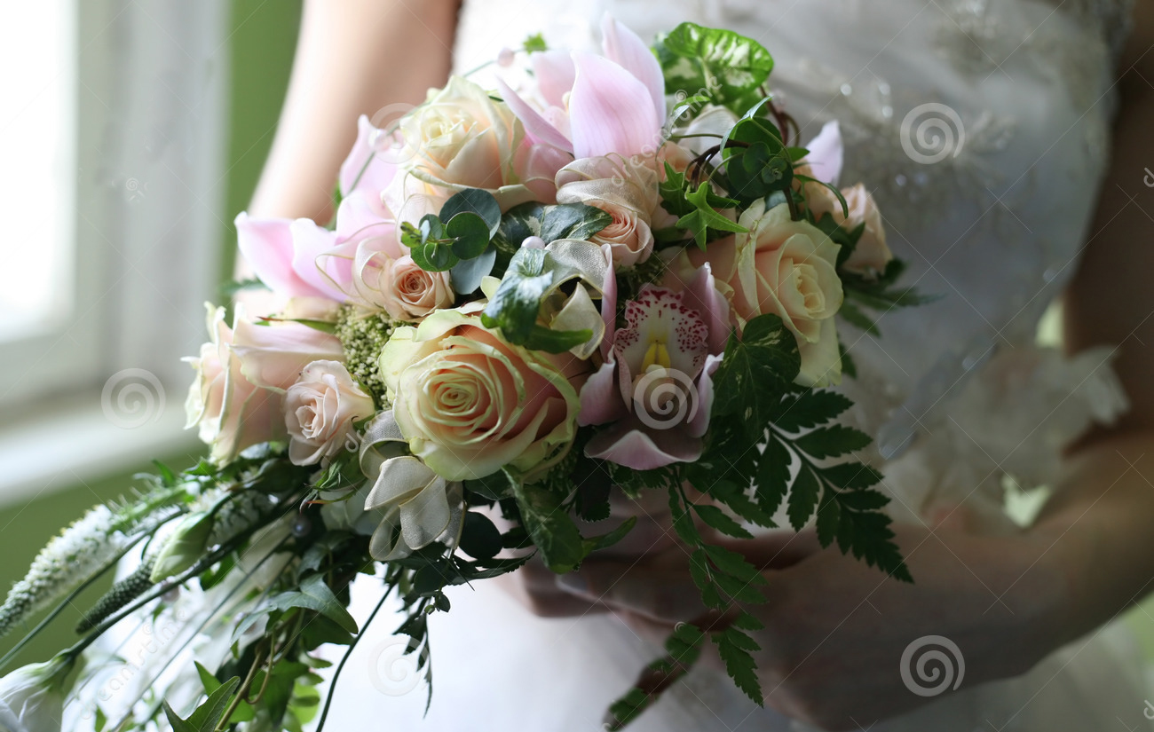 Gelin Buketi Pembe Orkide Somon Gül Sarkmalı - Görsel 2