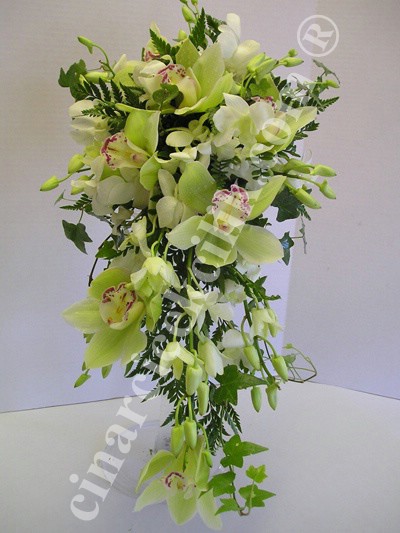 Gelin Buketi Yeşil Orkide Sarkmalı