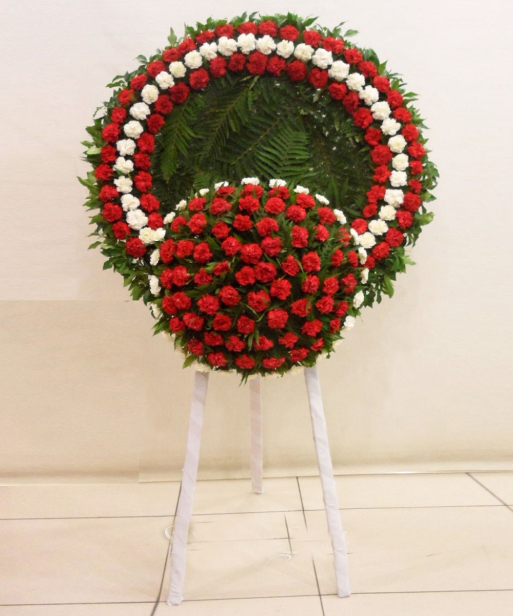 Göbekli Kırmızı beyaz-Cenaze Çelengi - Görsel 2