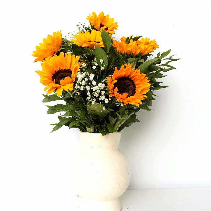 Ay Çiçeği Desenli Vazoda Güne Bakan Çiçekleri - Görsel 3