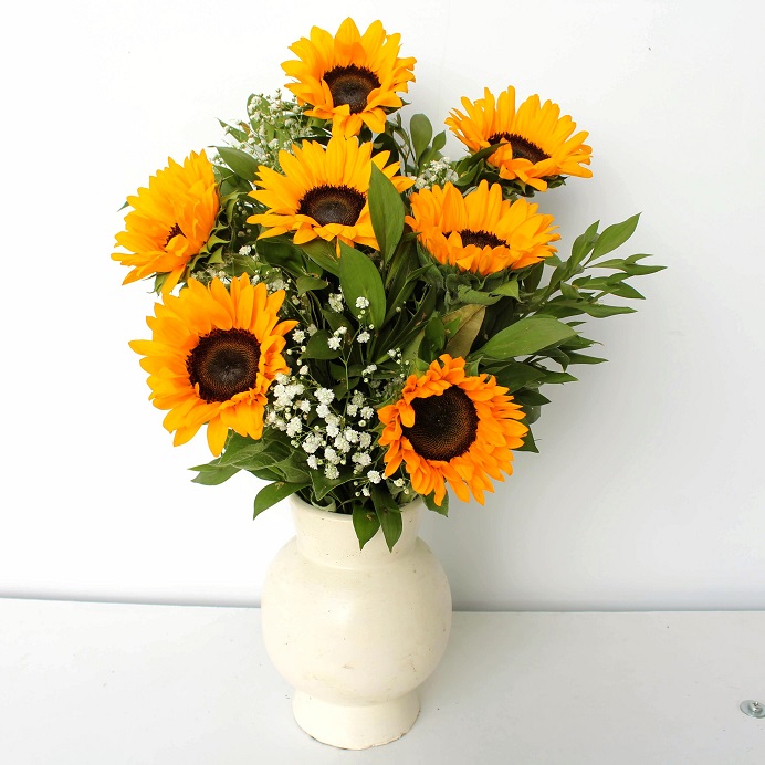 Ay Çiçeği Desenli Vazoda Güne Bakan Çiçekleri - Görsel 2