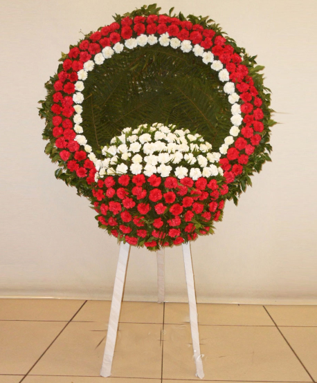 Tek Göbekli Kırmızı Beyaz Cenaze Çelengi - Görsel 2