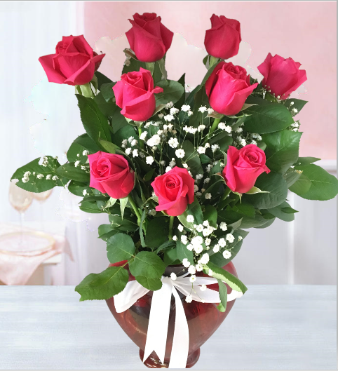 Gülümseten Sevgiliye, 9 Adet Pembe Gül - C-KLP127