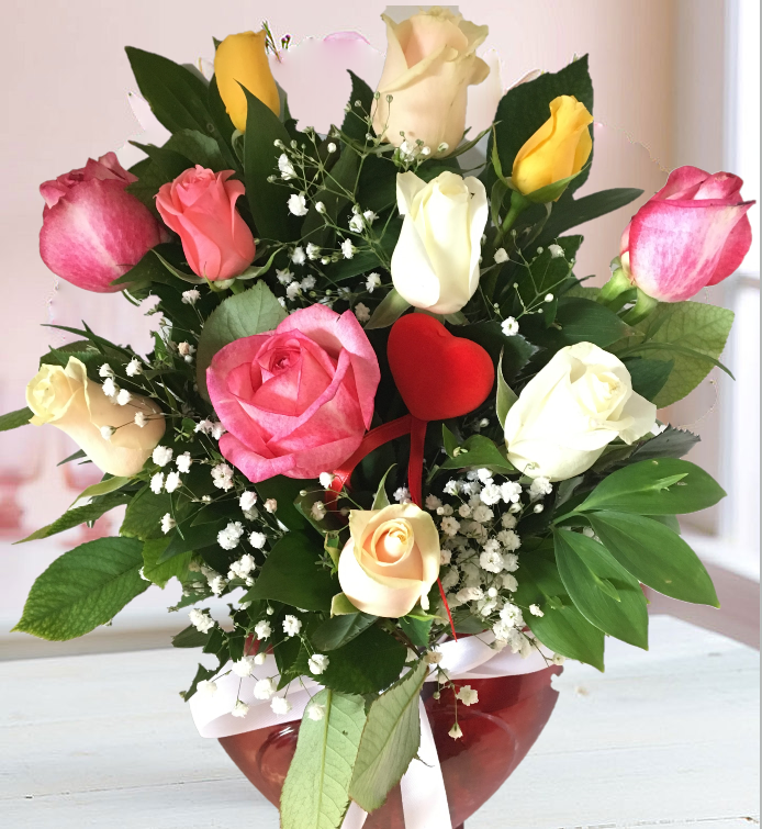 Mutluluğun Renkleri, Kalp Vazoda Renkli Güller - Görsel 3