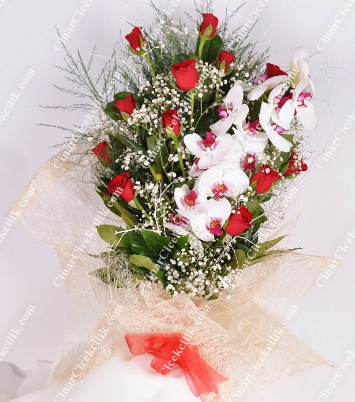 Kalbim Senin Orkide Kırmızı Gül Buketi C-BUK158