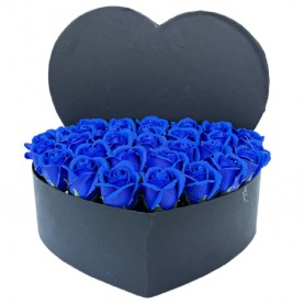 21 Adet Gerçeğinden Ayırt Edilemez Mavi Gül | Lüks Siyah Kutu Tasarımı